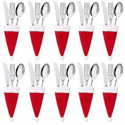 Santa Claus Silverware Holder Set — 10 Pcs Christmas Table Decor 2