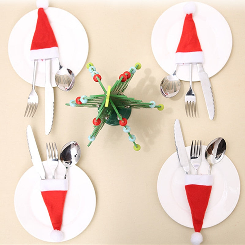 Santa Claus Silverware Holder Set — 10 Pcs Christmas Table Decor 7