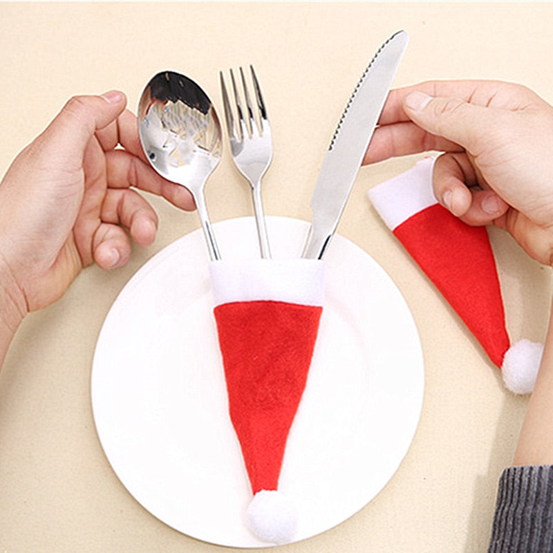 Santa Claus Silverware Holder Set — 10 Pcs Christmas Table Decor 4