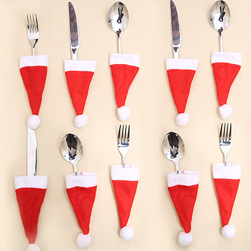 Santa Claus Silverware Holder Set — 10 Pcs Christmas Table Decor 5