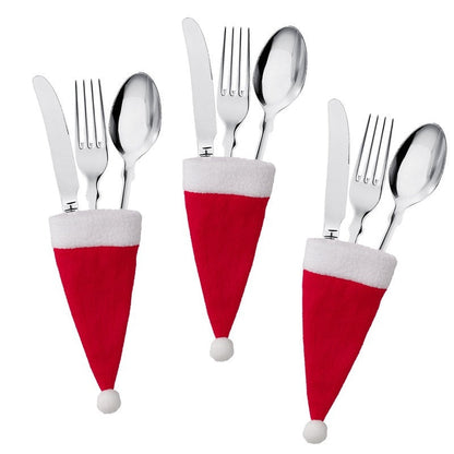 Santa Claus Silverware Holder Set — 10 Pcs Christmas Table Decor 6