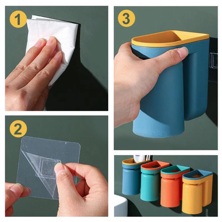 Adhesive Wall Toothbrush Holder — No Drill 3M Mount 6
