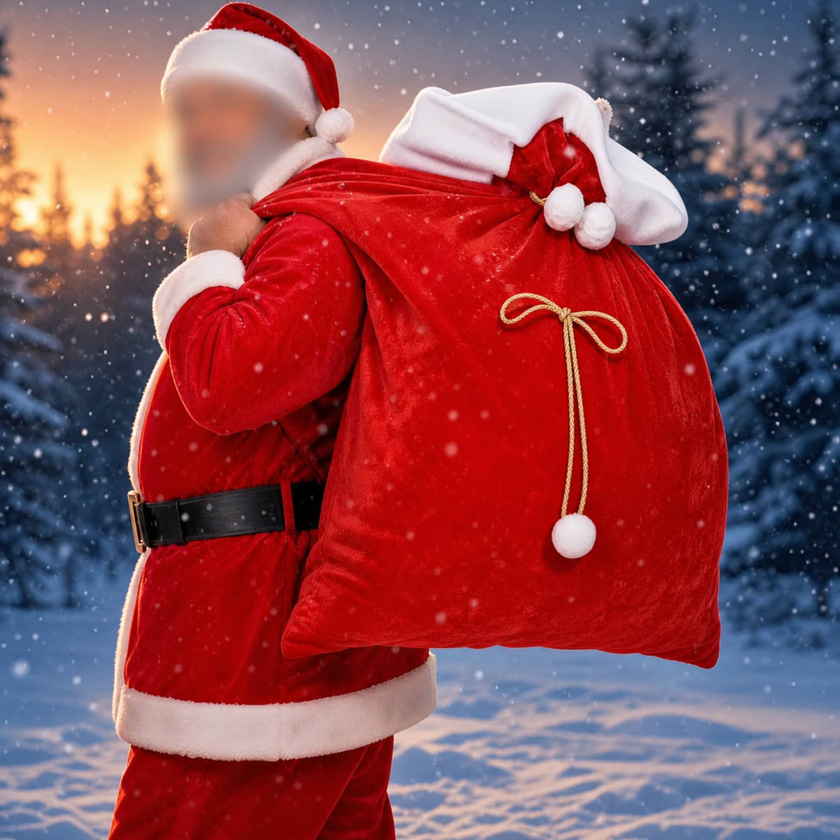Santa Claus Gift Sack – Large Red Velvet Drawstring Bag 2