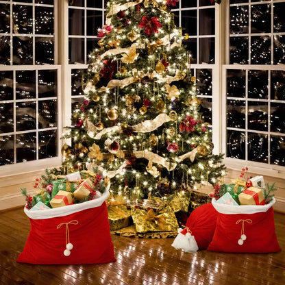 Santa Claus Gift Sack – Large Red Velvet Drawstring Bag 4