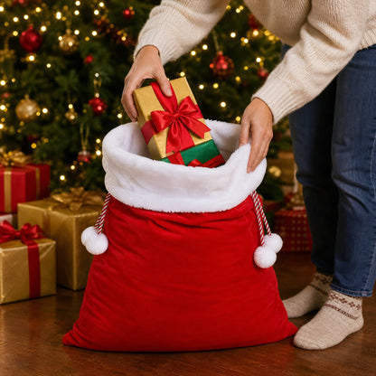 Santa Claus Gift Sack – Large Red Velvet Drawstring Bag 5