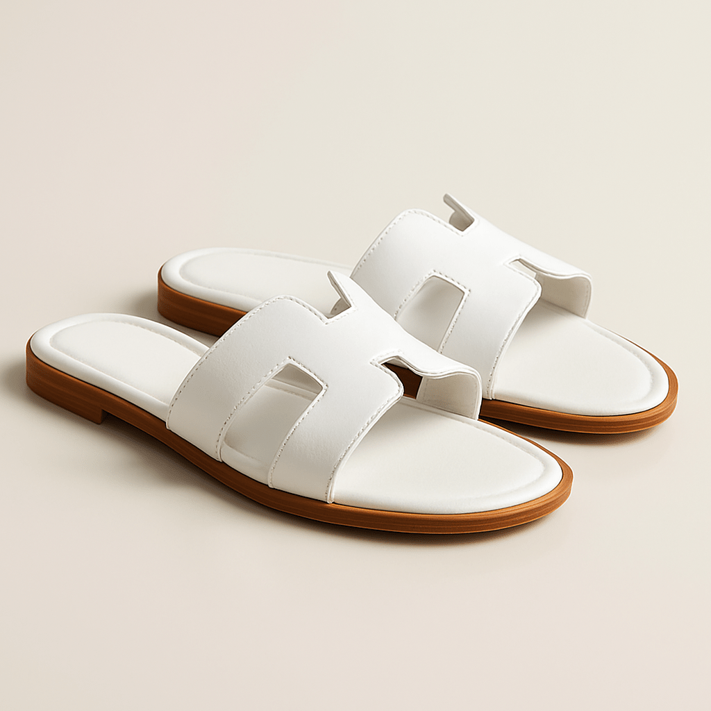Sandali Bassi in Pelle con Cinturino Cut Out