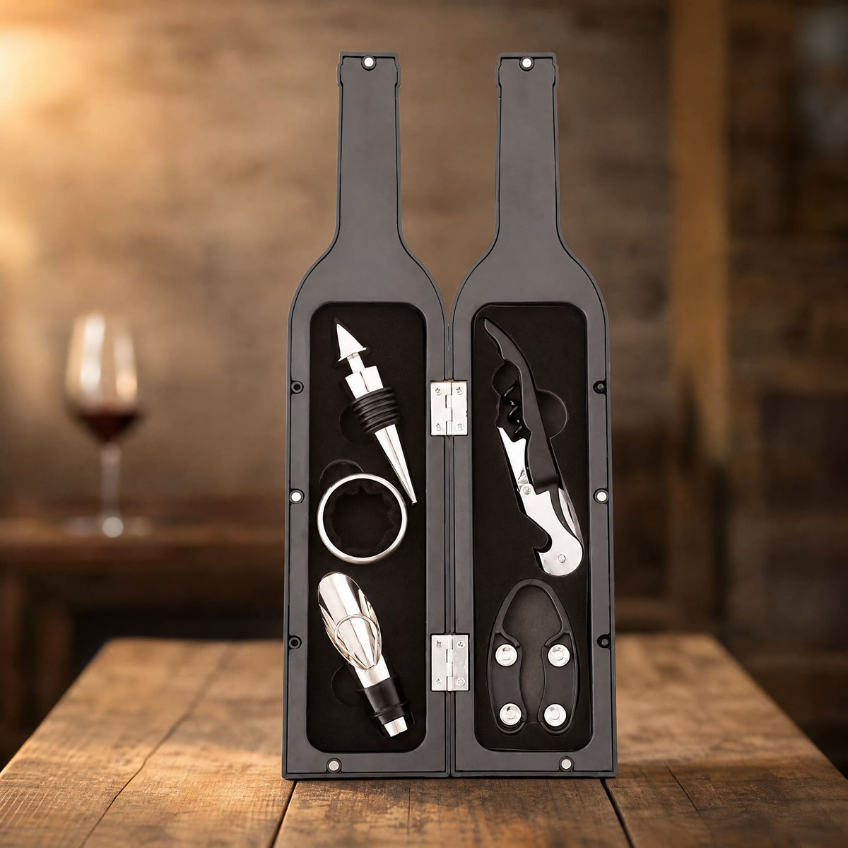 Wine Accessories Gift Set in Bottle Case — 3 or 5 Piece 1