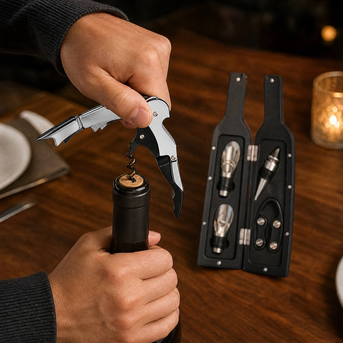 Wine Accessories Gift Set in Bottle Case — 3 or 5 Piece 2