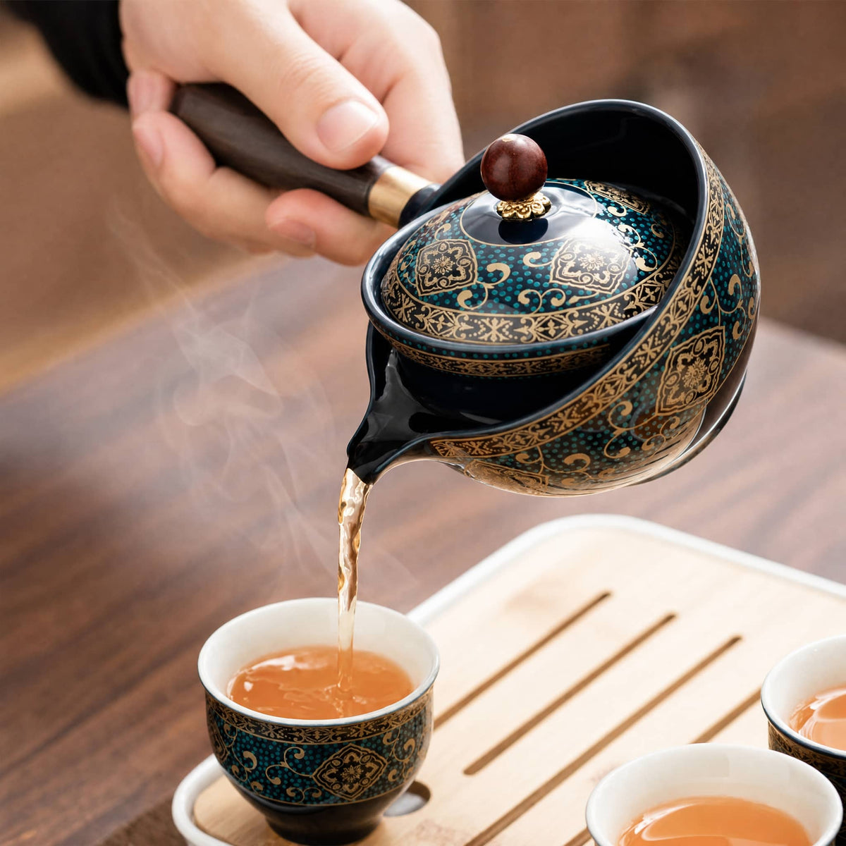 Kung Fu Travel Tea Set — 360° Rotating Ceramic Teapot 2