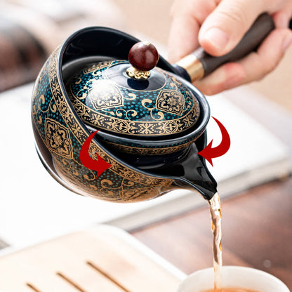 Kung Fu Travel Tea Set — 360° Rotating Ceramic Teapot 3