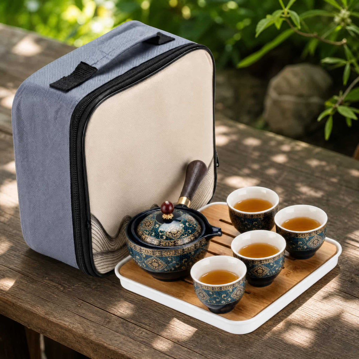 Kung Fu Travel Tea Set — 360° Rotating Ceramic Teapot 5