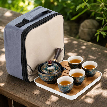 Kung Fu Travel Tea Set — 360° Rotating Ceramic Teapot 5