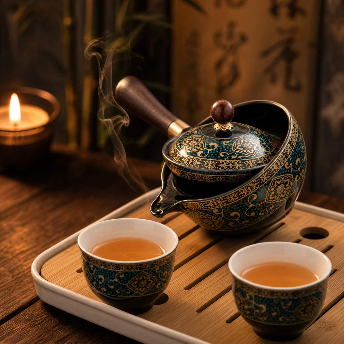 Kung Fu Travel Tea Set — 360° Rotating Ceramic Teapot 6