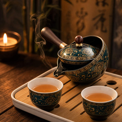 Kung Fu Travel Tea Set — 360° Rotating Ceramic Teapot 6