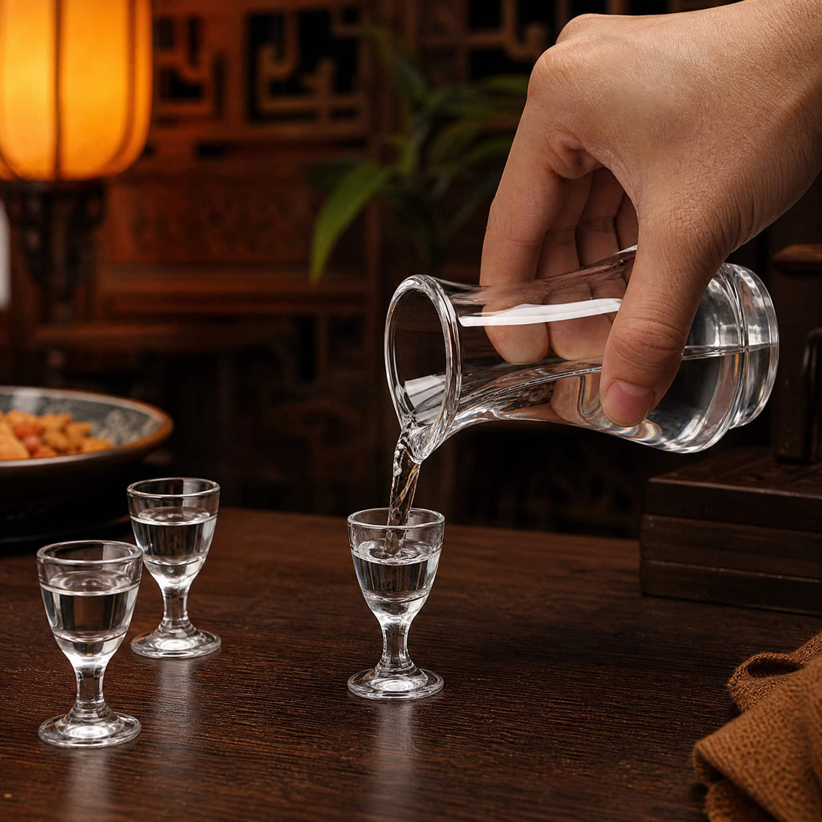 Chinese Baijiu Shot Glass Gift Set – 8 Cups + 2 Glass Decanters 2