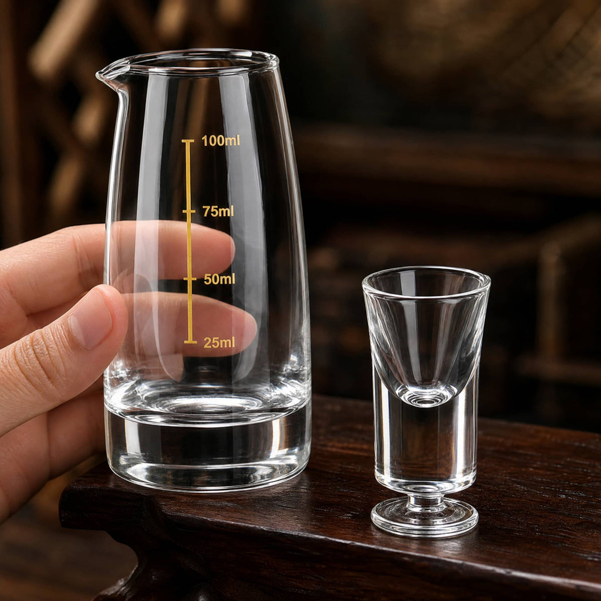 Chinese Baijiu Shot Glass Gift Set – 8 Cups + 2 Glass Decanters 3