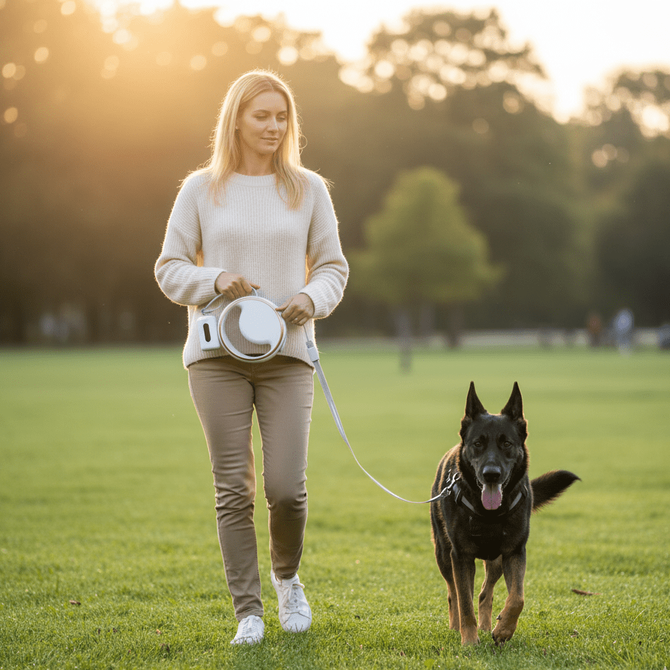 SmartLead Retractable Dog Leash with LED Light & Bag Holder 2