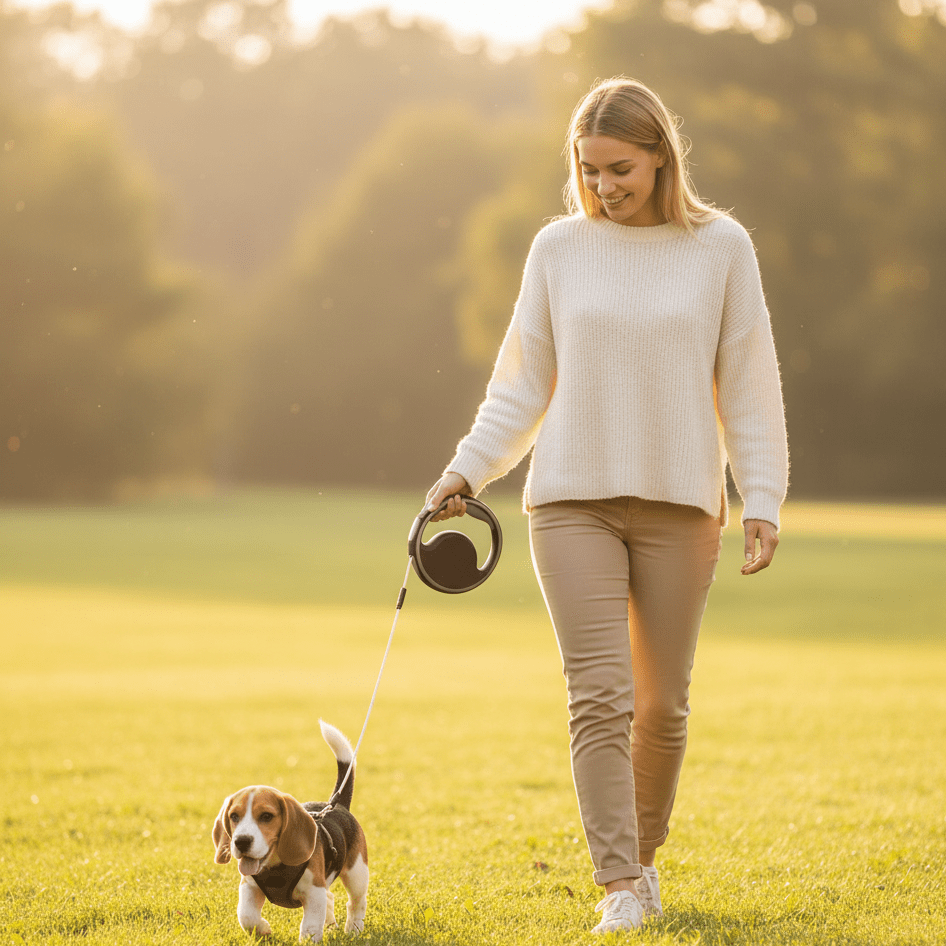 SmartLead Retractable Dog Leash with LED Light & Bag Holder 6