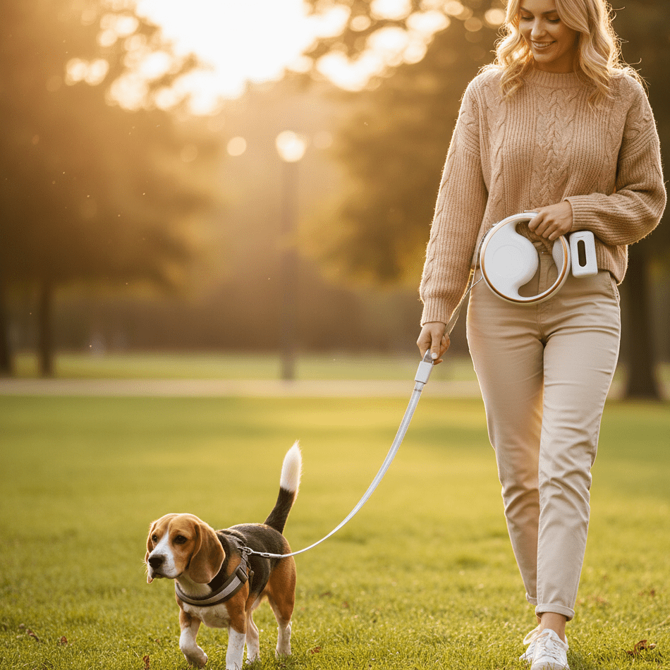 SmartLead Retractable Dog Leash with LED Light & Bag Holder 3