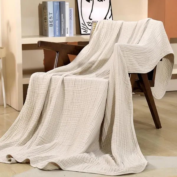 Muslin Cotton Throw Blanket — Soft Lightweight Breathable Plaid 8