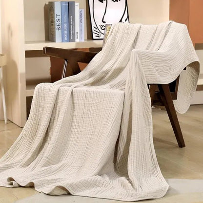 Muslin Cotton Throw Blanket — Soft Lightweight Breathable Plaid 8