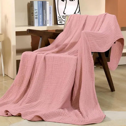 Muslin Cotton Throw Blanket — Soft Lightweight Breathable Plaid 9