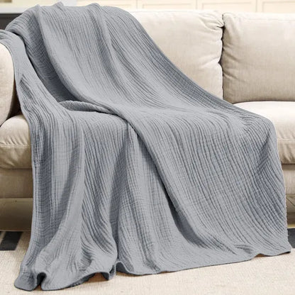 Muslin Cotton Throw Blanket — Soft Lightweight Breathable Plaid 10