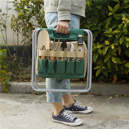 Sedia da Giardino Pieghevole Leggera con Borsa Porta Attrezzi