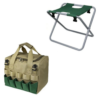Sedia da Giardino Pieghevole Leggera con Borsa Porta Attrezzi
