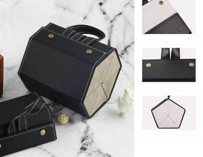Foldable Leather Eyeglasses Case — Multi-Compartment Vintage 7