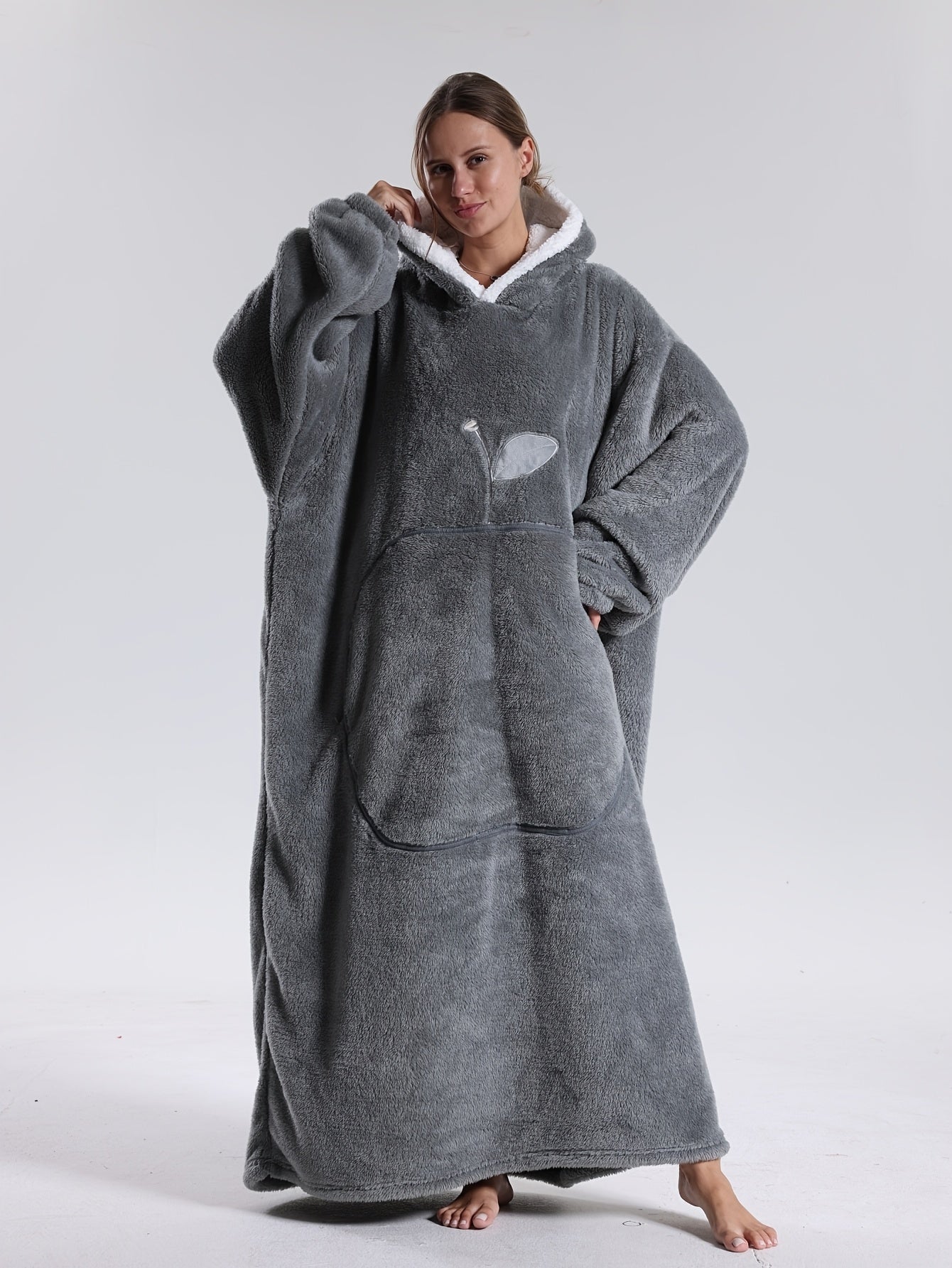 Hoodie Blanket with Sleeves — Oversized Wearable Blanket Unisex 1