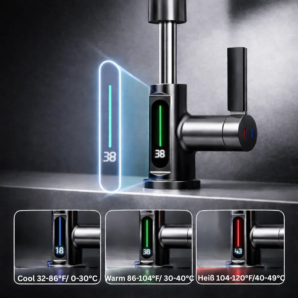 FlexiHahn Pull-Out Kitchen Faucet with LED Temperature Display 3