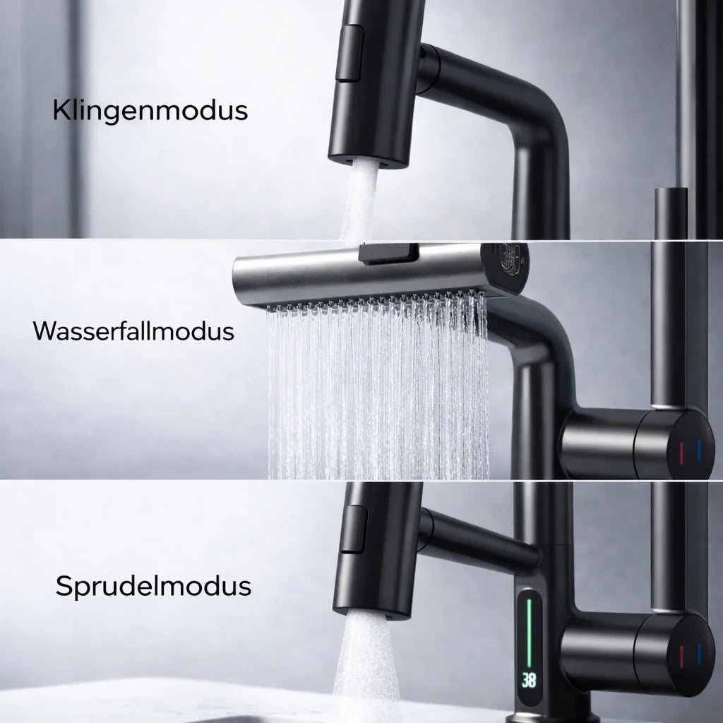 FlexiHahn Pull-Out Kitchen Faucet with LED Temperature Display 2