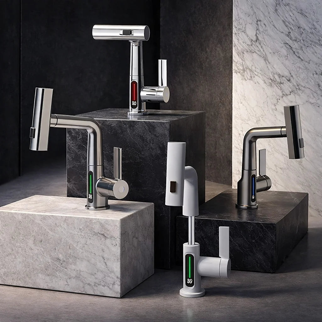 FlexiHahn Pull-Out Kitchen Faucet with LED Temperature Display 7