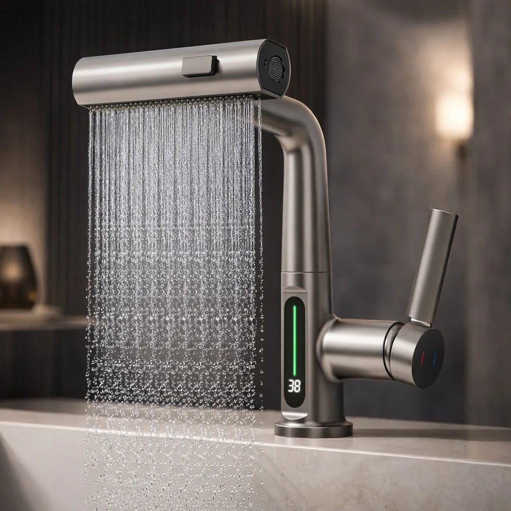 FlexiHahn Pull-Out Kitchen Faucet with LED Temperature Display 8