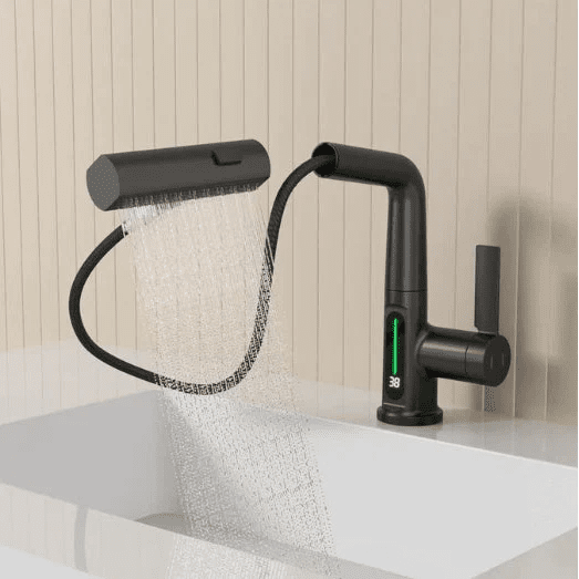 FlexiHahn Pull-Out Kitchen Faucet with LED Temperature Display 10