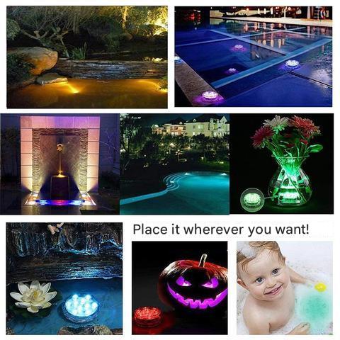 GlowRipple Waterproof LED Underwater Lamp with Remote — IP68 8