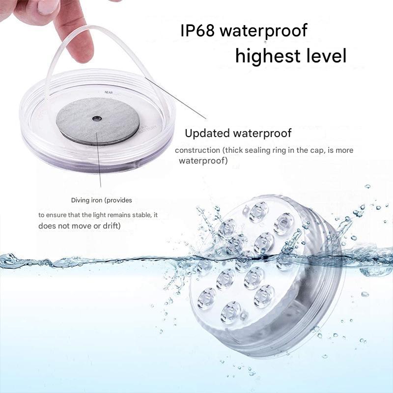 GlowRipple Waterproof LED Underwater Lamp with Remote — IP68 9