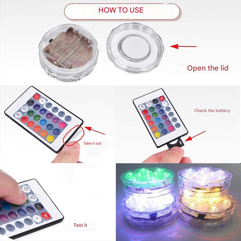 GlowRipple Waterproof LED Underwater Lamp with Remote — IP68 7