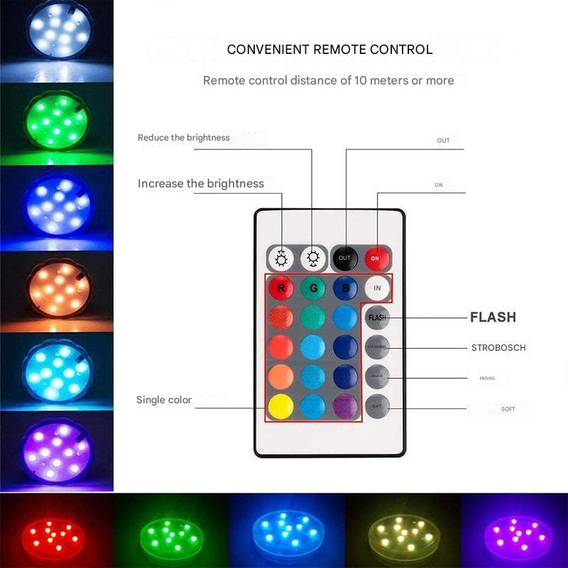 GlowRipple Waterproof LED Underwater Lamp with Remote — IP68 11