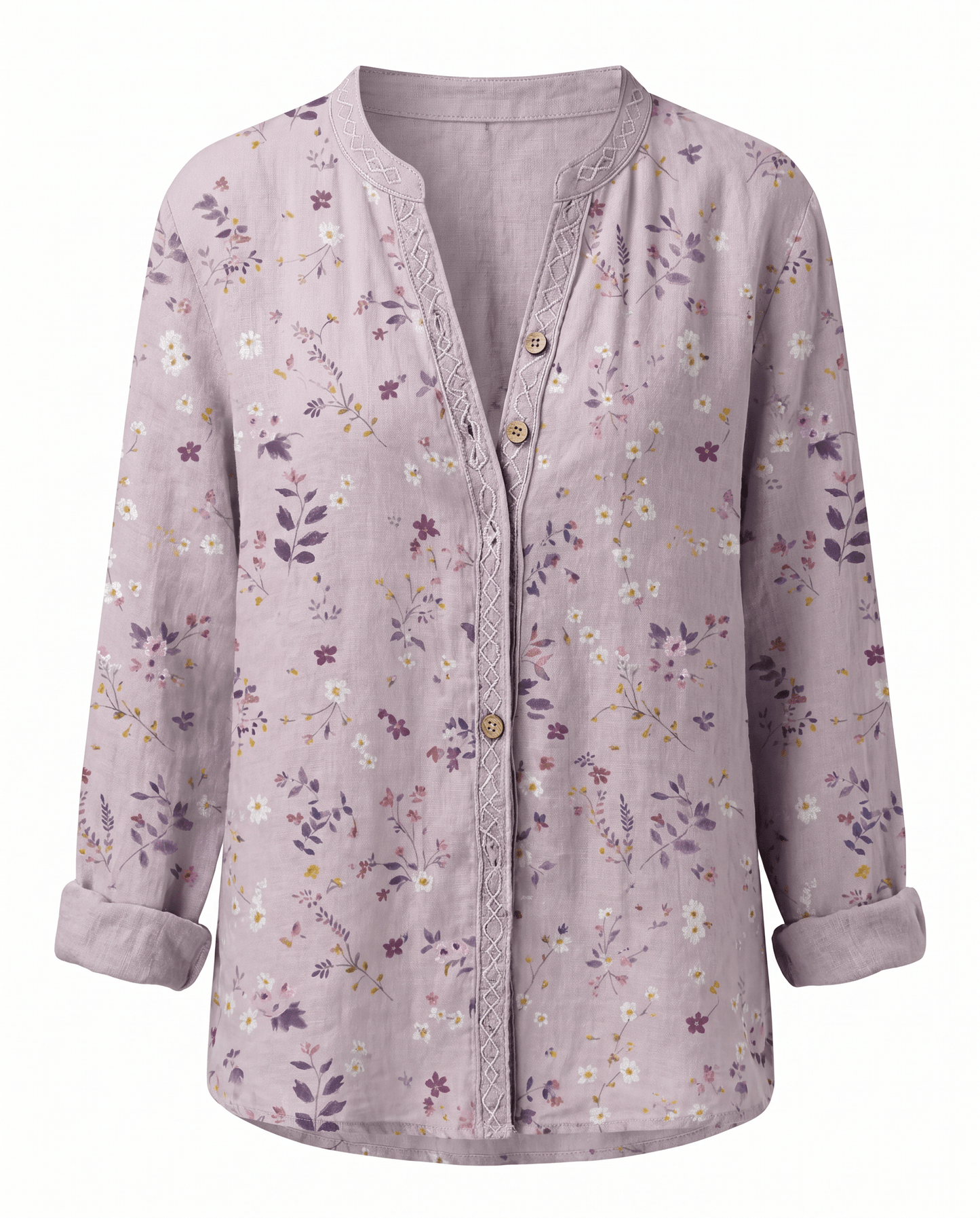 Blusa Donna Scollo a V Manica Lunga Stampa Boho