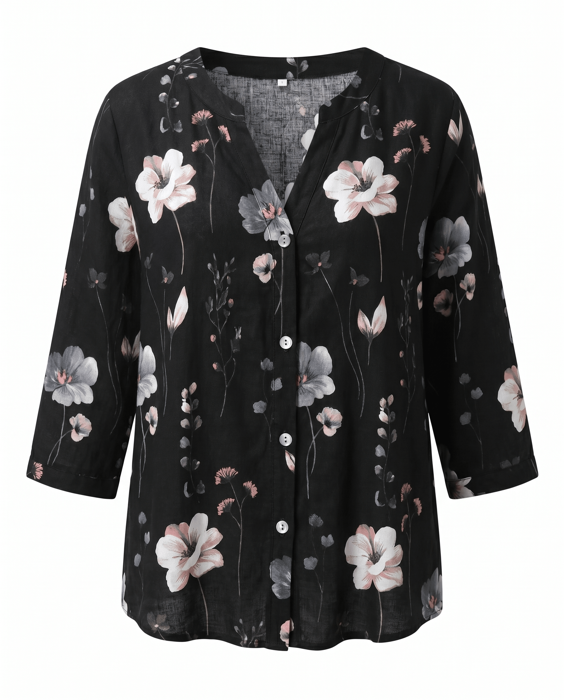 Camicetta Donna Floreale Scollo a V Maniche 3/4