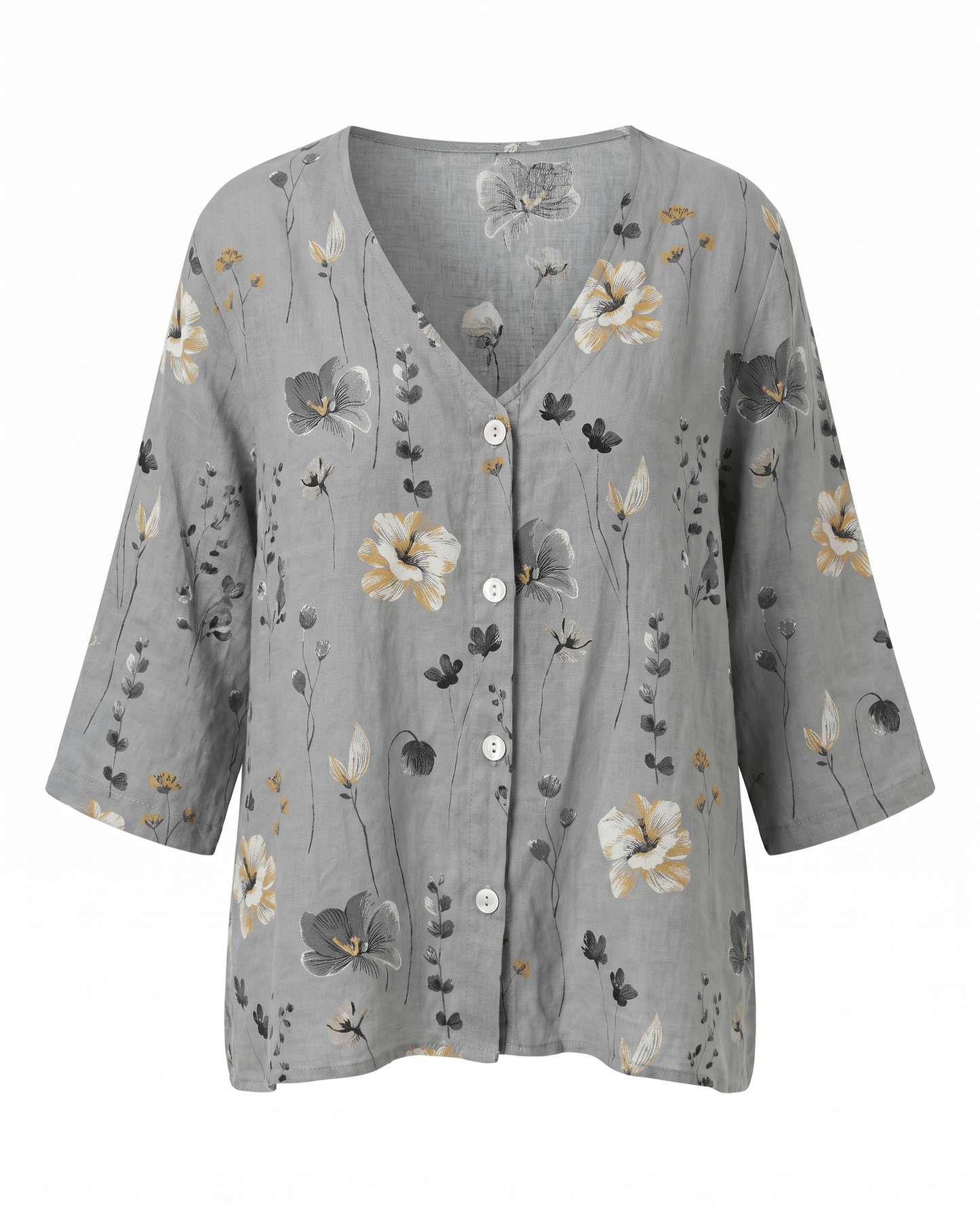 Camicetta Donna Floreale Scollo a V Maniche 3/4