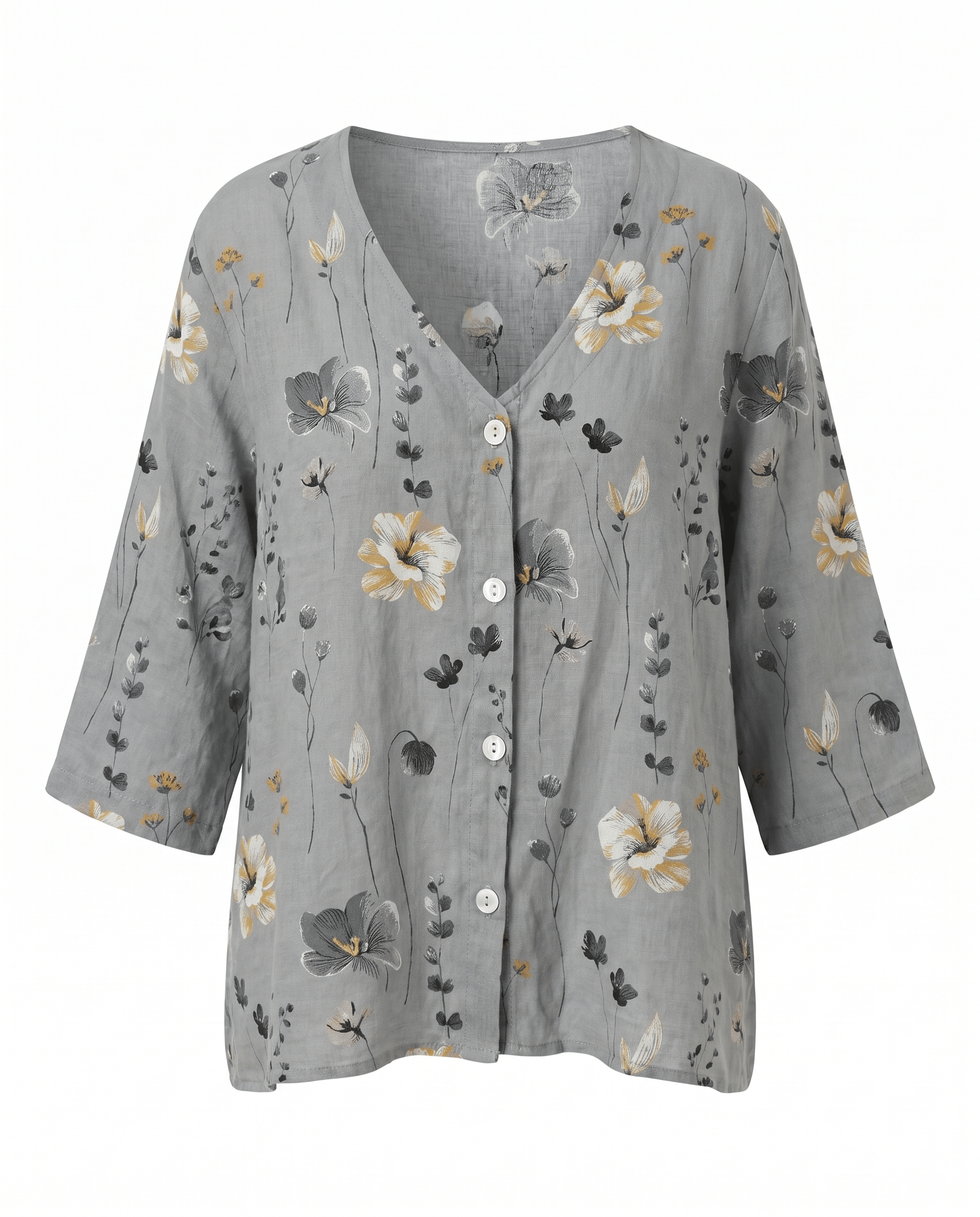 Camicetta Donna Floreale Scollo a V Maniche 3/4