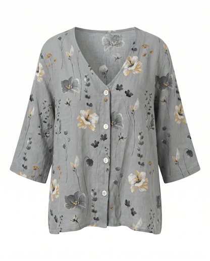 Camicetta Donna Floreale Scollo a V Maniche 3/4