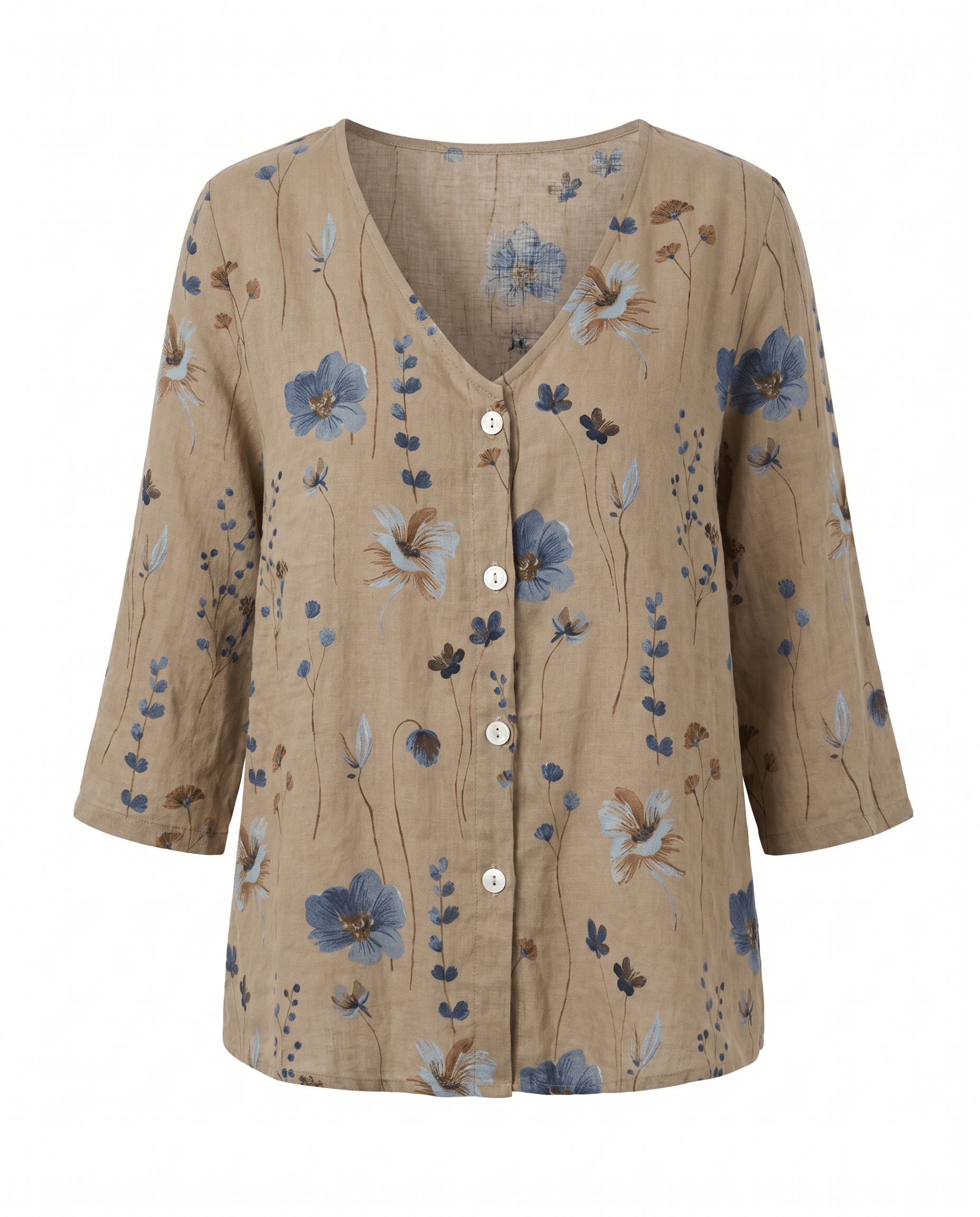 Camicetta Donna Floreale Scollo a V Maniche 3/4