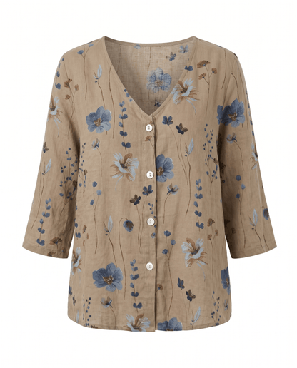 Camicetta Donna Floreale Scollo a V Maniche 3/4