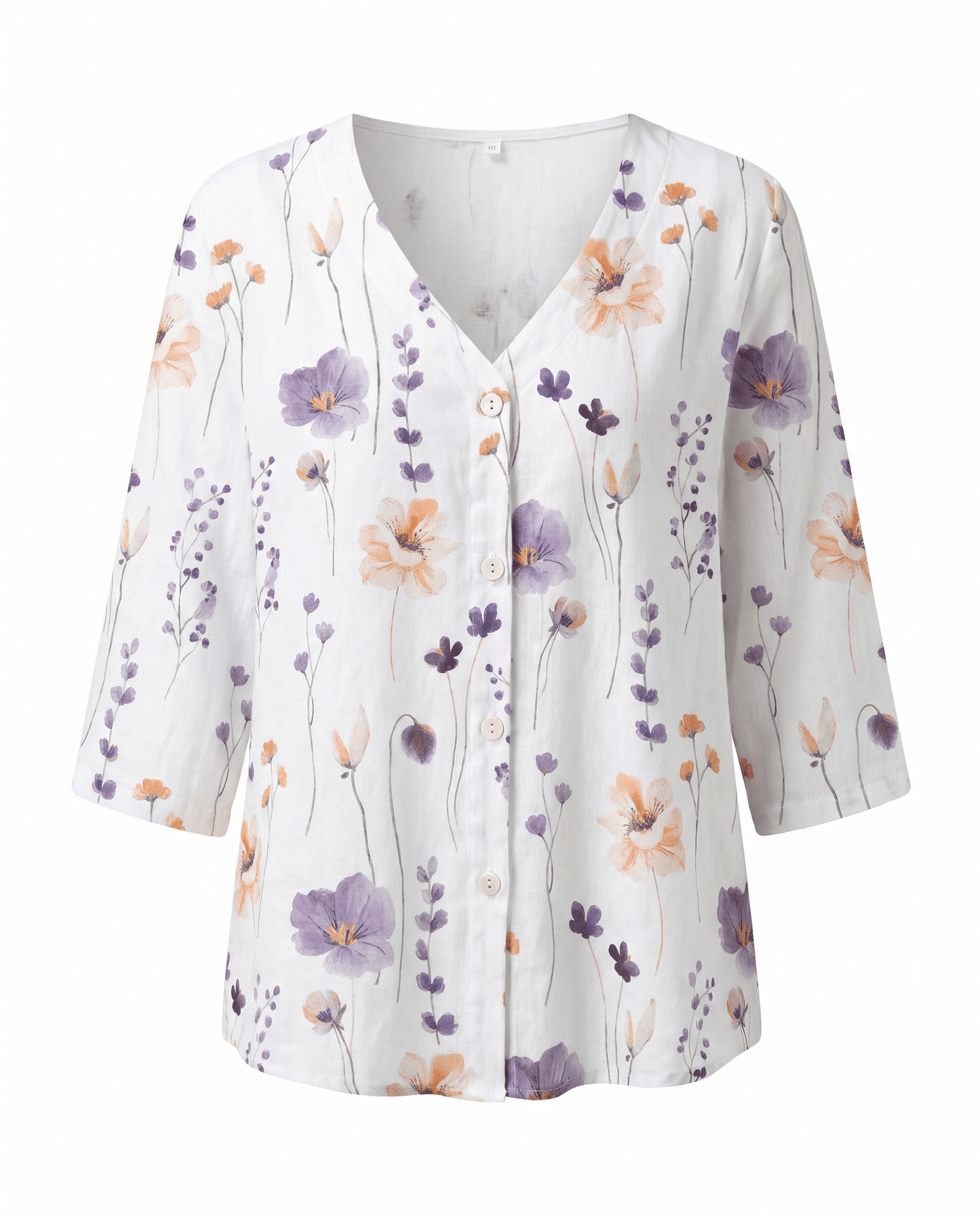 Camicetta Donna Floreale Scollo a V Maniche 3/4