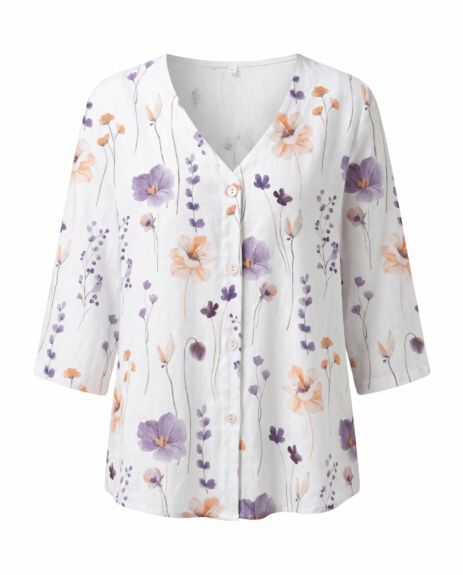 Camicetta Donna Floreale Scollo a V Maniche 3/4