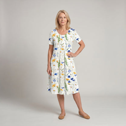 Abito Midi Donna Casual a Stampa Floreale Linea A